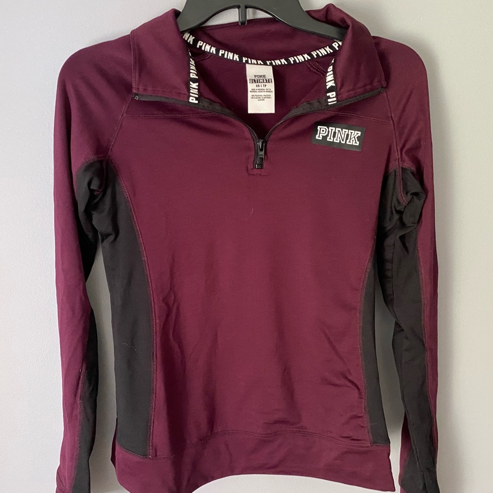 PINK maroon and black half zip